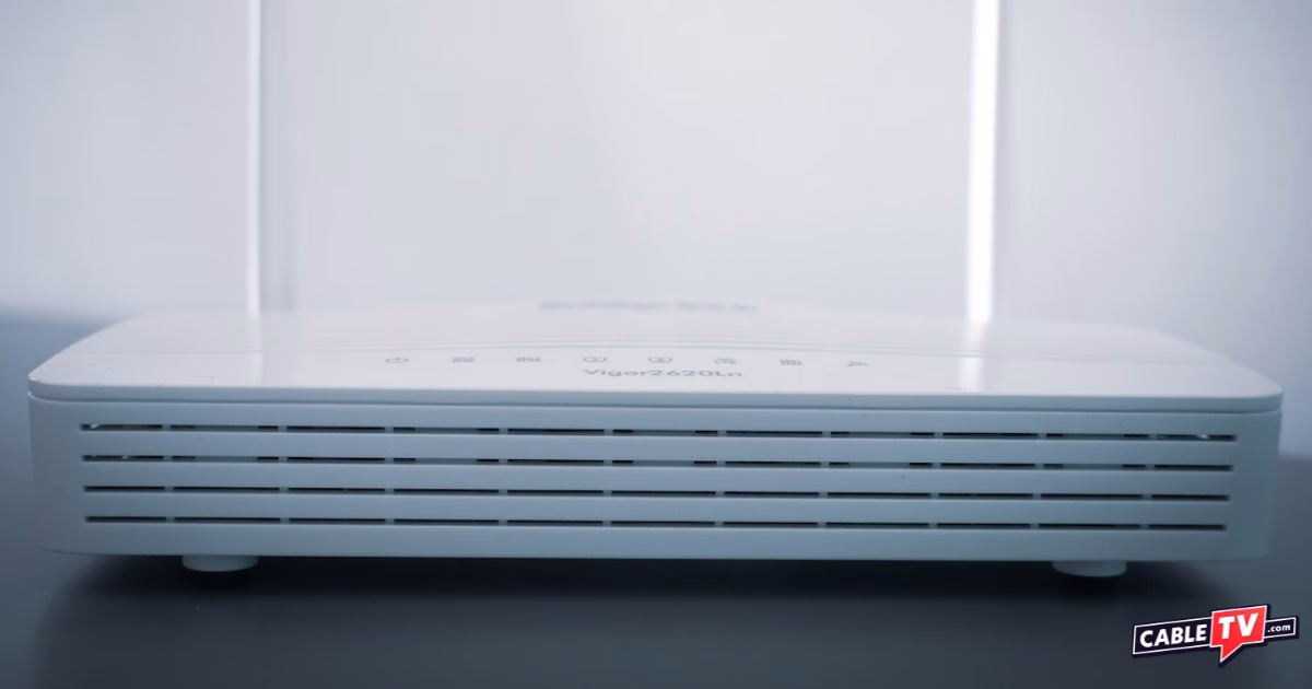 Front view of white router on a table