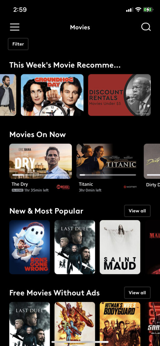 A picture of the Cox Contour app for mobile viewing.