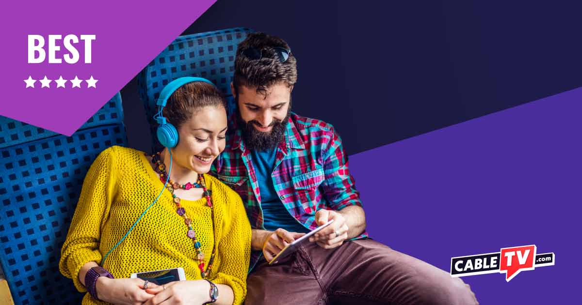 Young couple on the tablet