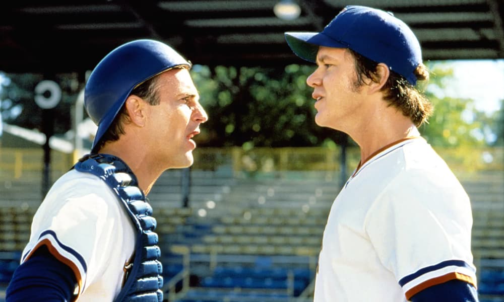 Kevin Costner and Tim Robbins in Bull Durham (1988).