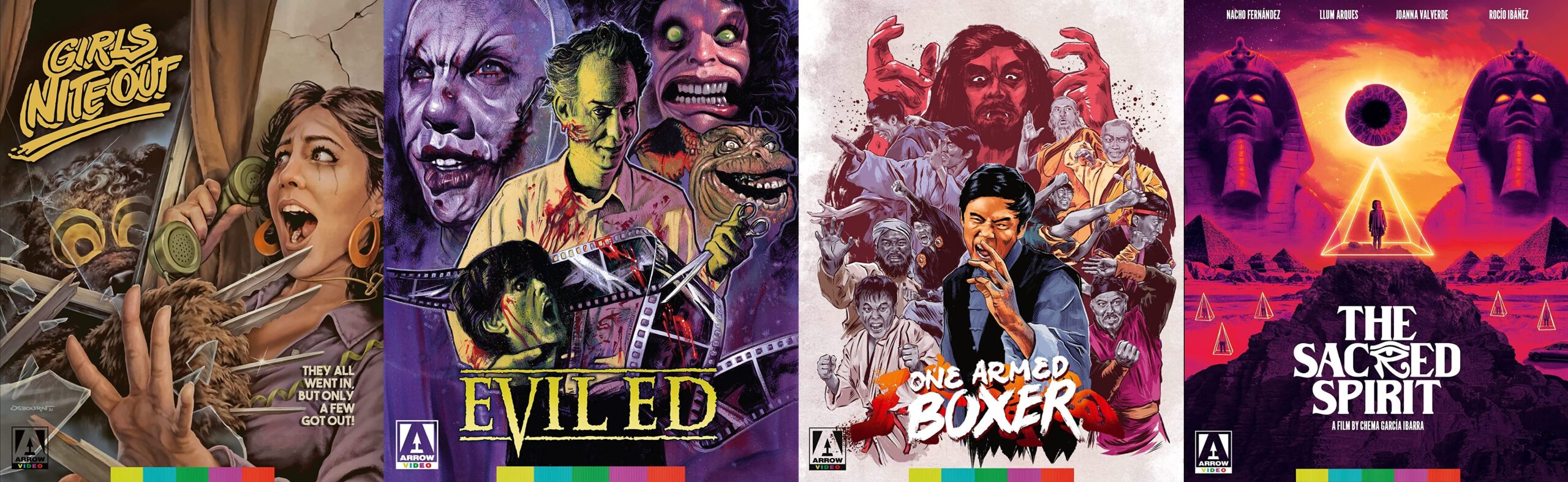 A collage of Arrow Video Blu-ray covers