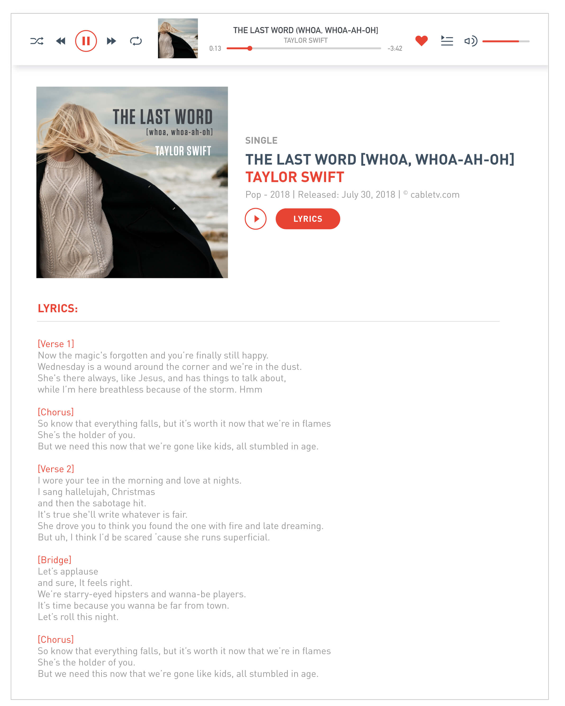 Taylor Swift Song by Cable T V Bot