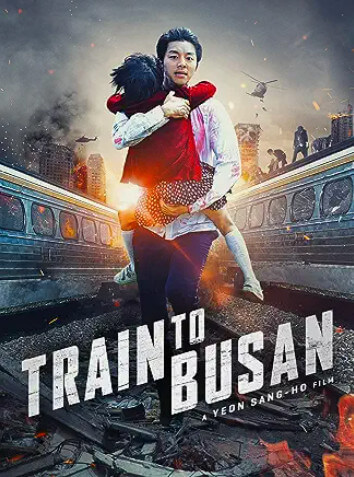 A father, carrying his daughter, runs between two trains.