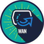 WAN lights often feature a curved arrow