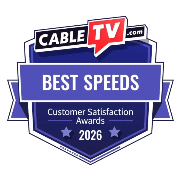 Badge declaring the winner for Best Internet Speeds from the 2026CableTV.com Customer Satisfaction Survey