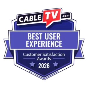 Badge declaring the 2026 CableTV.com Customer Satisfaction Award for Best User Experience