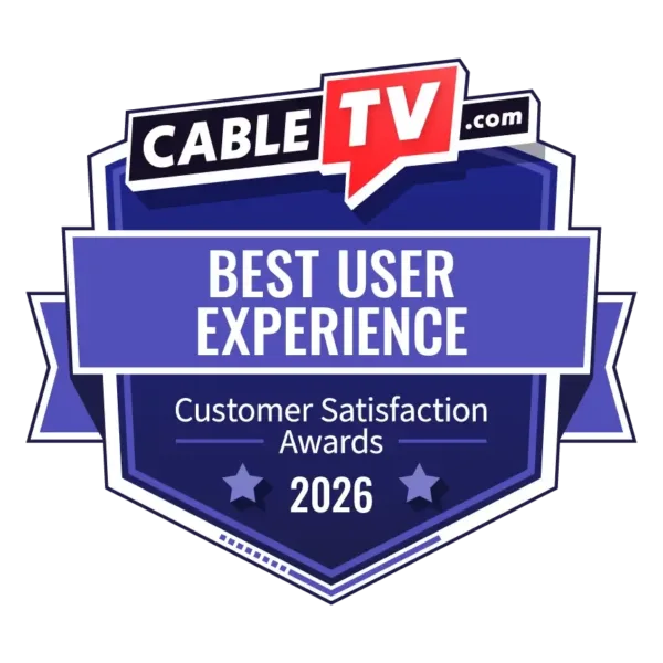 Badge declaring the 2026 CableTV.com Customer Satisfaction Award for Best User Experience
