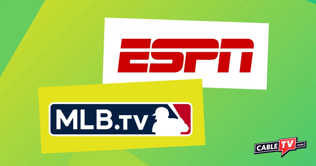 The ESPN and MLB.TV logos on a green-and-yellow gradient background.