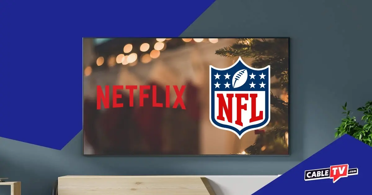 The Netflix and NFL logos on a generic flatscreen TV graphic.