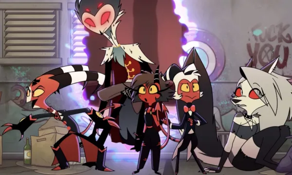 Multiple cartoon demons step out of a portal into the human world.