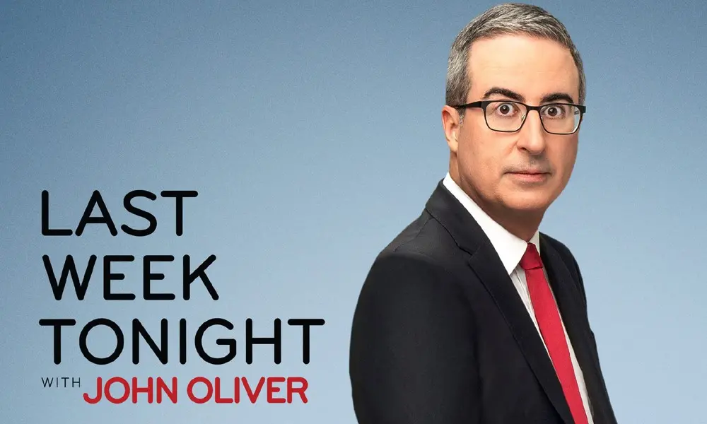 A promotional image for Last Week Tonight with John Oliver shows the host. (HBO) Part of CableTV.com's Late-Night TV This Week column.