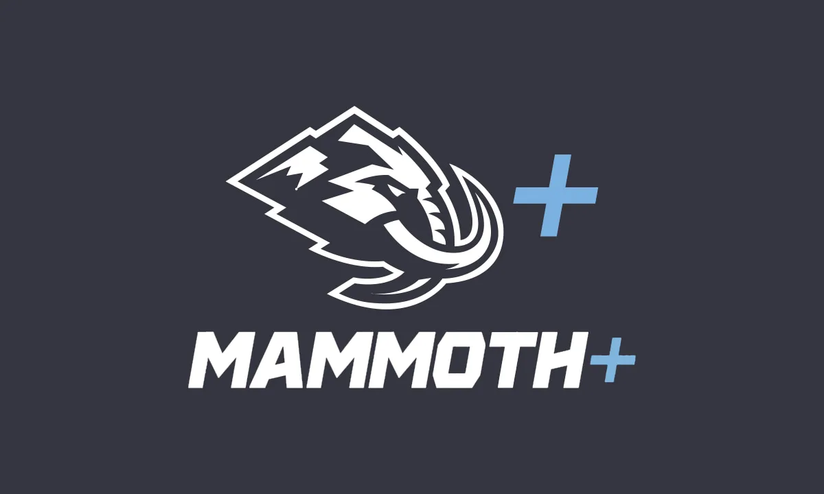 The Mammoth Plus logo on a gray background.