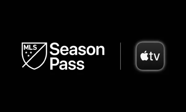 MLS Season Pass and Apple TV logos on a black background.