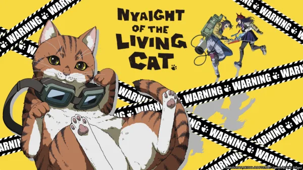 "Nyaight of the Living Cat" key art featuring an anime cat wearing goggles.