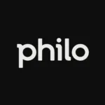 The Philo logo with white text on a black background.