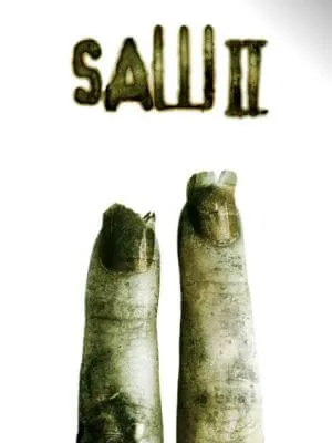 Image of the Saw II movie poster, showing two damaged fingers.