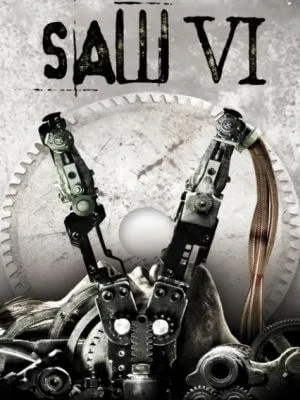 Image of the Saw VI movie poster showing one of Jigsaw's traps.