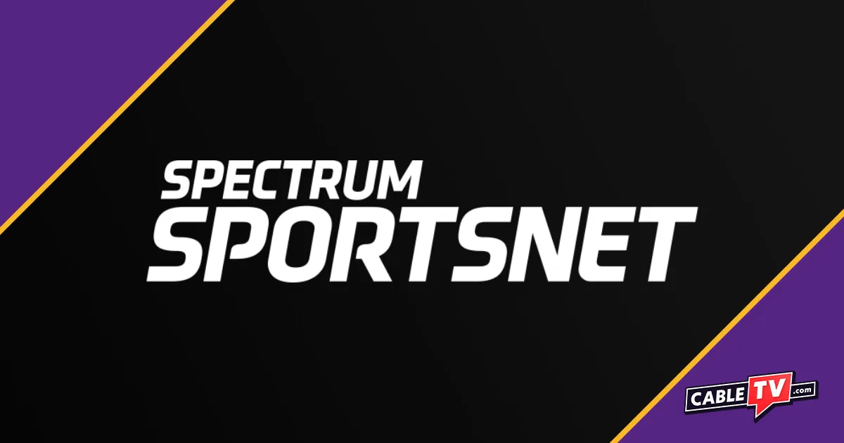 Spectrum Sportsnet logo on black background with purple accents