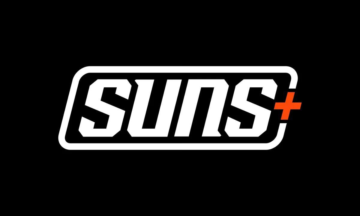 The Suns Plus logo on a black background.