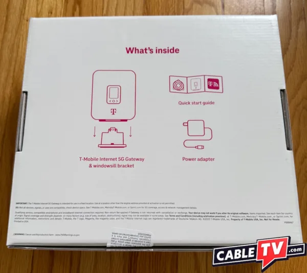 Back of T-Mobile 5G Gateway box