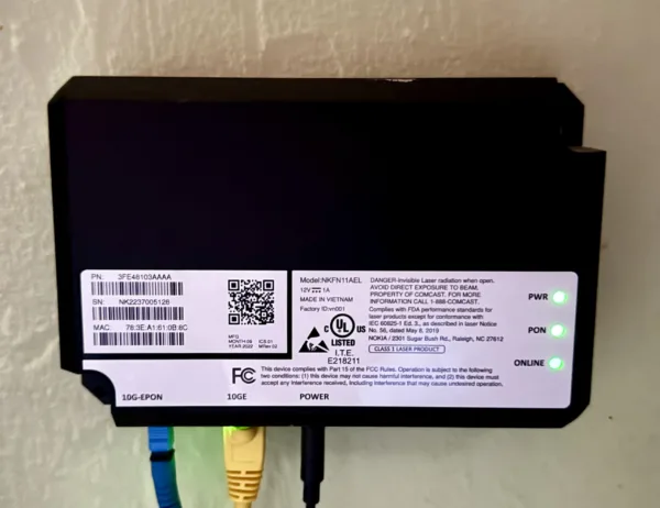 A photo of our writer’s ONT installed in her home.